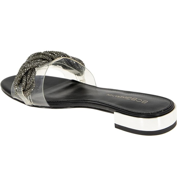 BCBGeneration Women's Darli Flat Sandal, SZ 8, Faux Leather, Slip-On Shoes - Picture 1 of 7